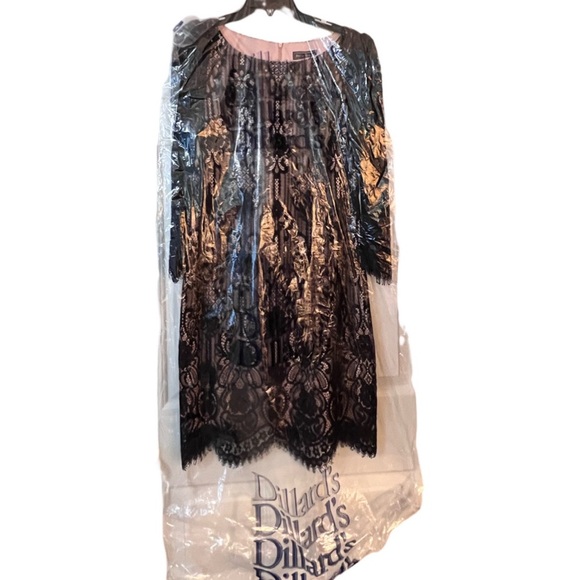 Jessica Howard Blush Pink and Black Lace Overlay Dress, Size 14. - Picture 3 of 13